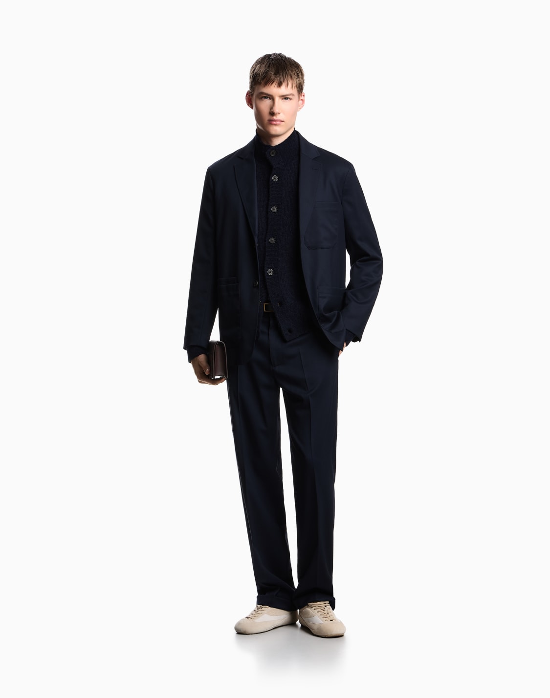 カディガン-アルパカ混紡-ファンシニット-ネイビブル--emporio-armani