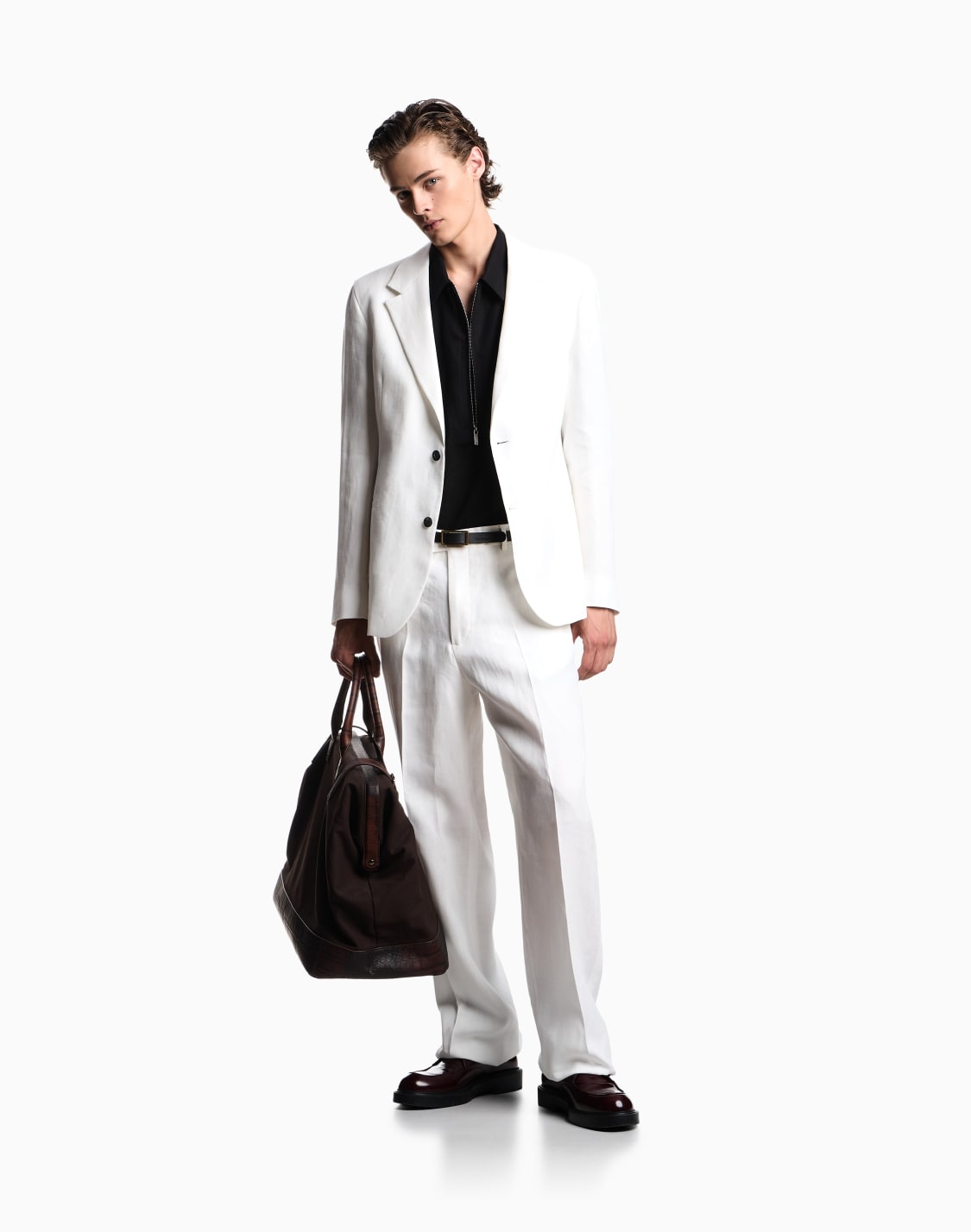 パンツ-ピュアリネン-ホワイト--emporio-armani