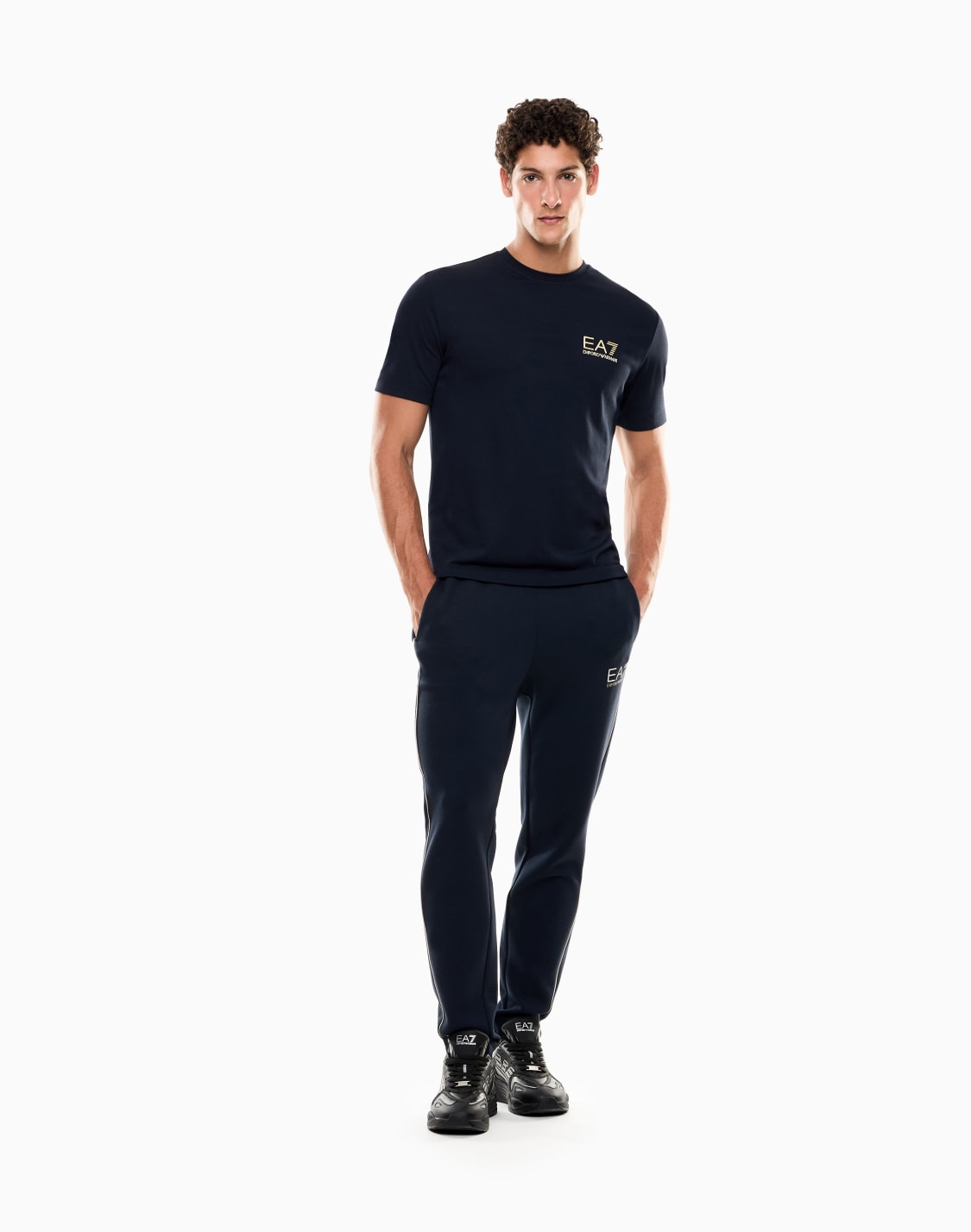 t-shirt-a-maniche-corte-gold-label-in-misto-viscosa-blu-navy--ea7