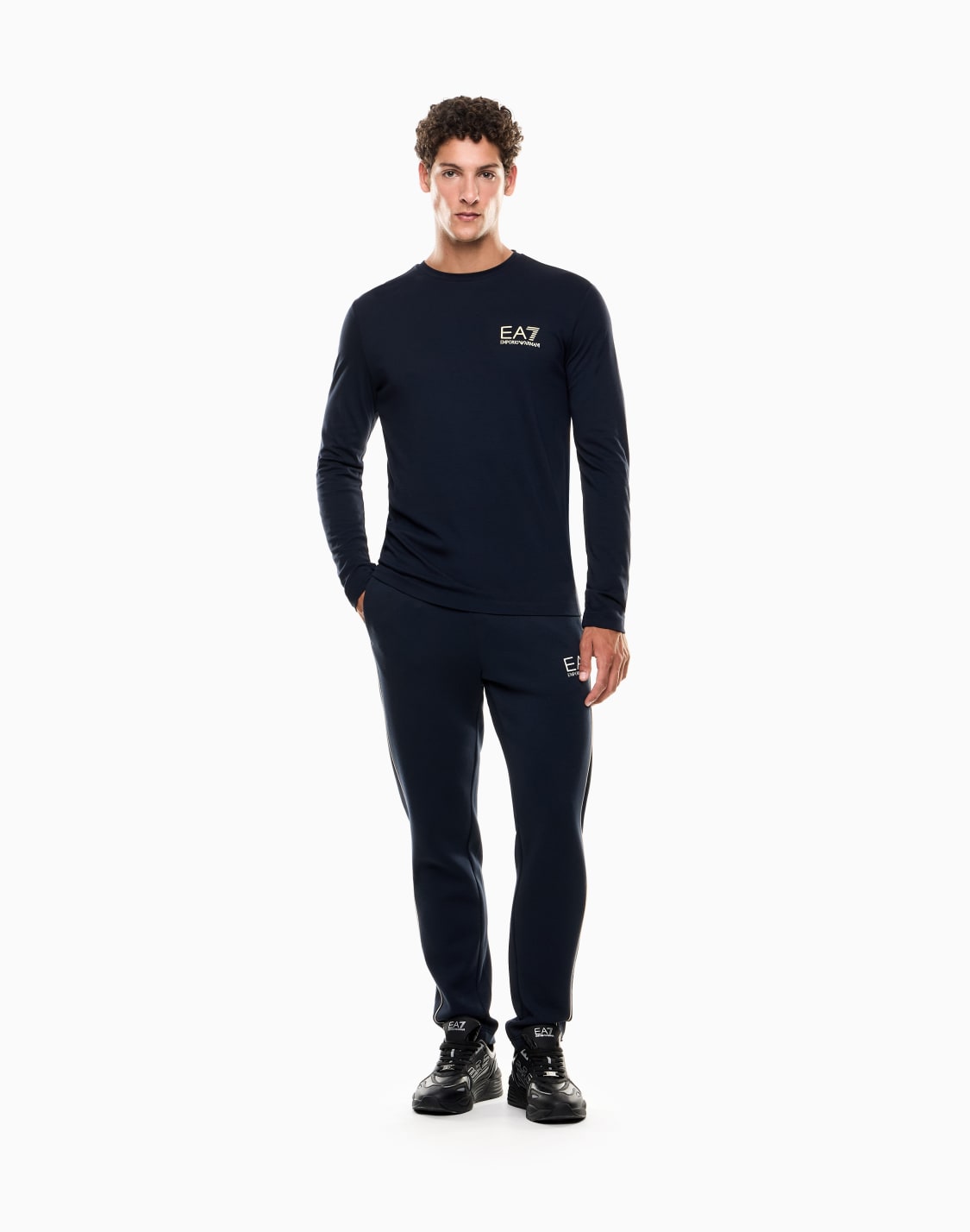 t-shirt-a-maniche-lunghe-gold-label-in-misto-viscosa-blu-navy--ea7