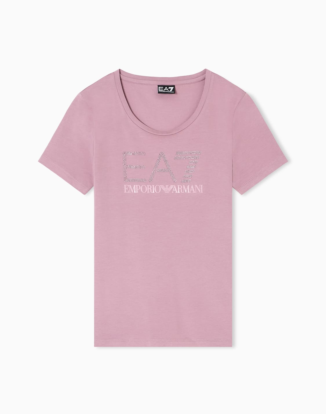 camiseta-de-cuello-redondo-de-algodn-elstico-con-strass-logo-series-rosa--ea7