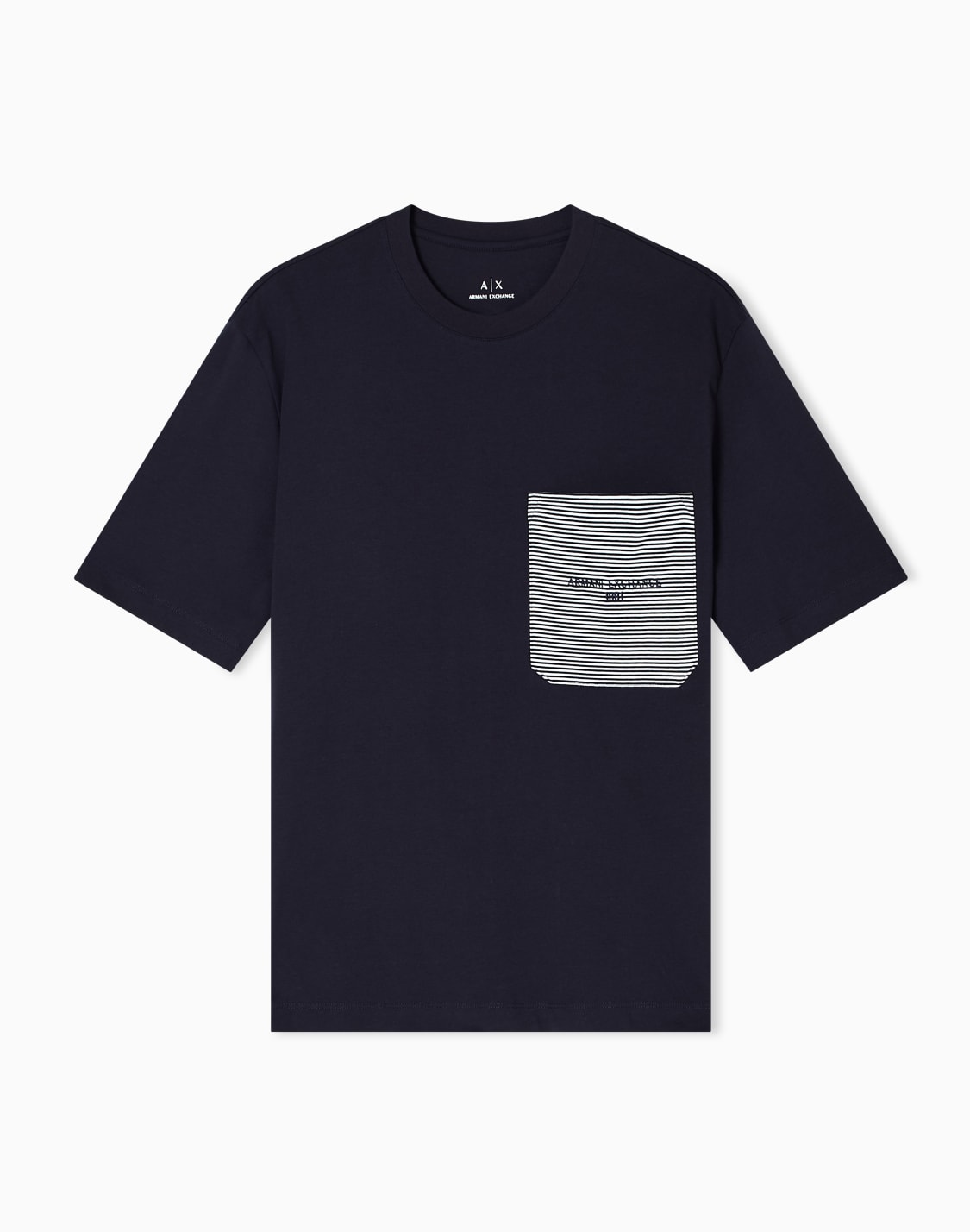 パッチポケットディテル-半袖クルネックtシャツ-ネイビブル--armani-exchange