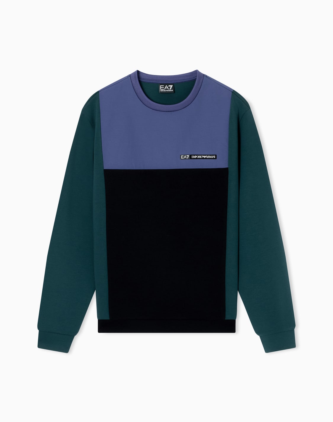 athletic-colour-block-クルネック-スウェットシャツ-ストレッチビスコス混紡-ブラック--ea7