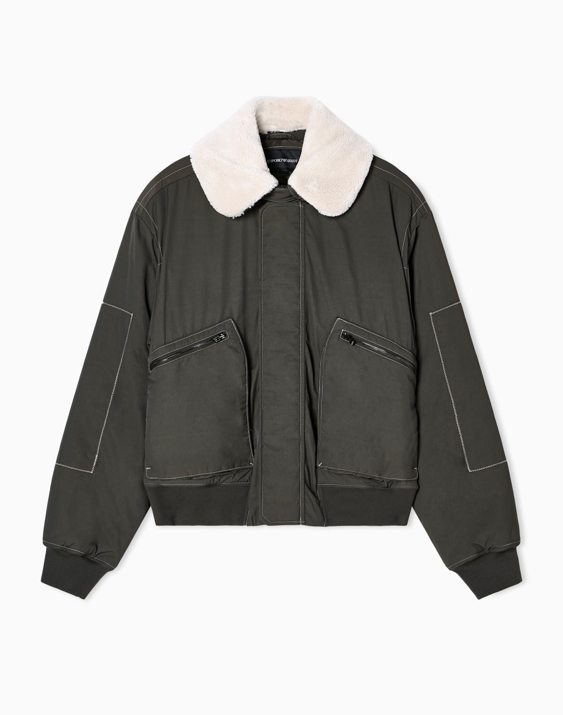 ボンバジャケット-ナイロンツイル-シアリング風カラ-グリン--emporio-armani