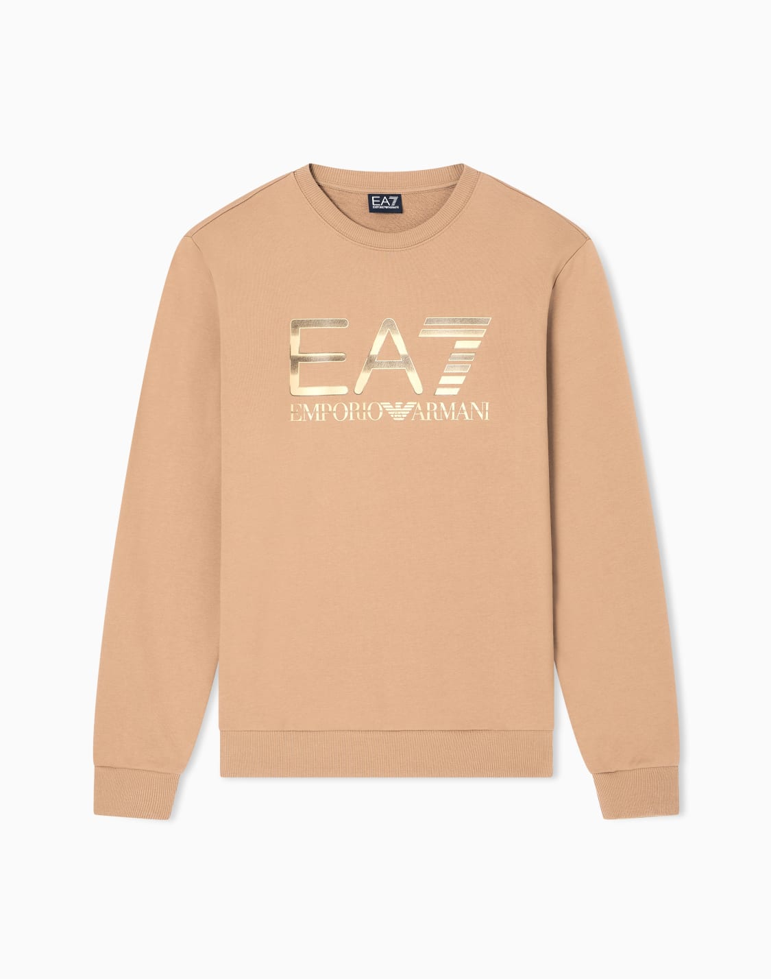 sweat-shirt-ras-du-cou-logo-series-en-coton-stretch-avec-grand-logo-beige--ea7