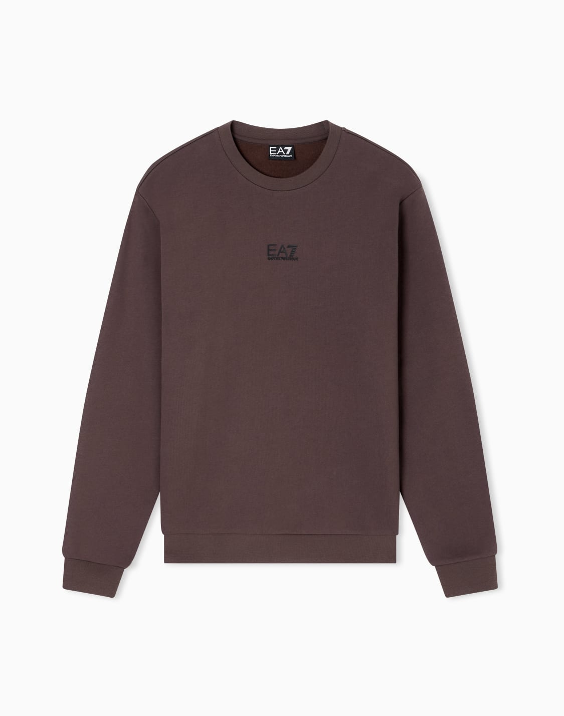 felpa-girocollo-core-identity-in-misto-cotone-marrone--ea7
