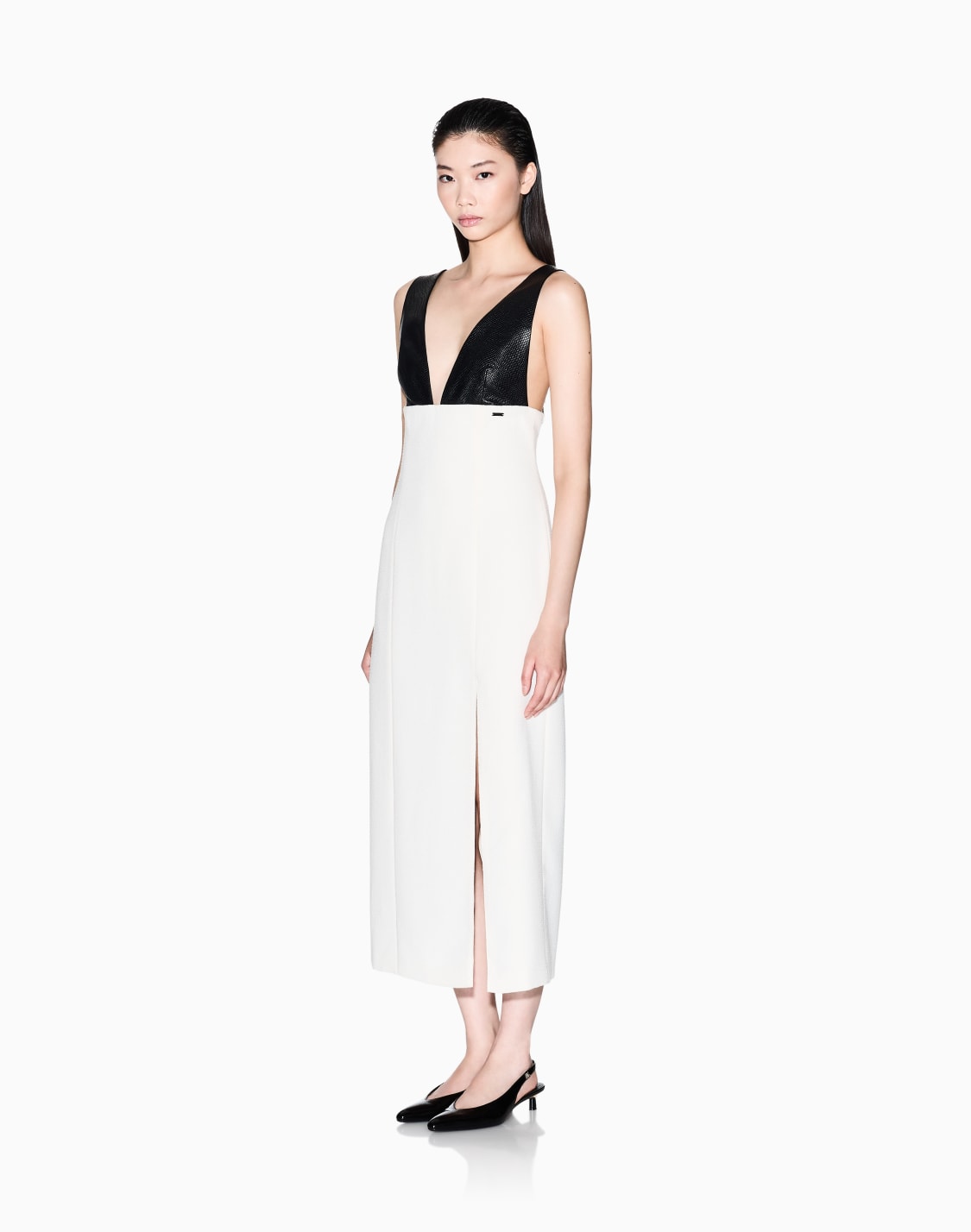 longuette-dress-with-slit-white--armani-exchange