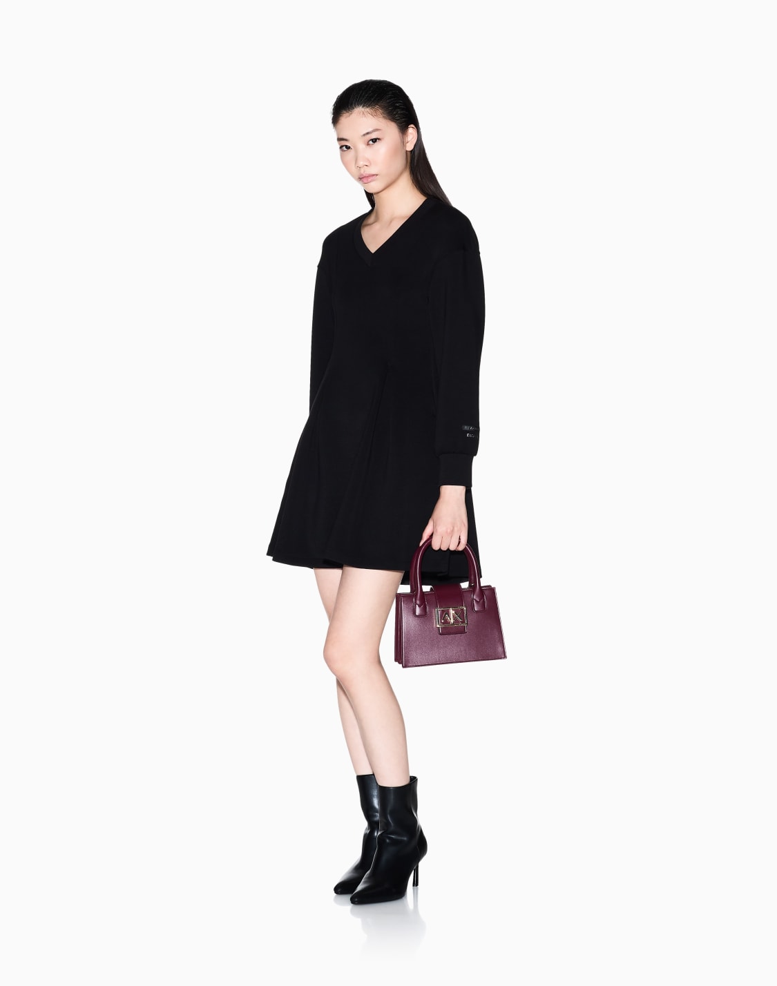 ストレッチスキュバ-ロングスリブドレス-ブラック--armani-exchange