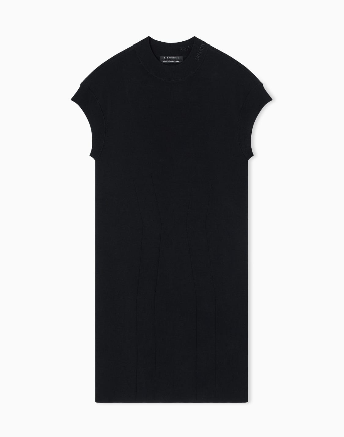 モックネックニットドレス-ブラック--armani-exchange
