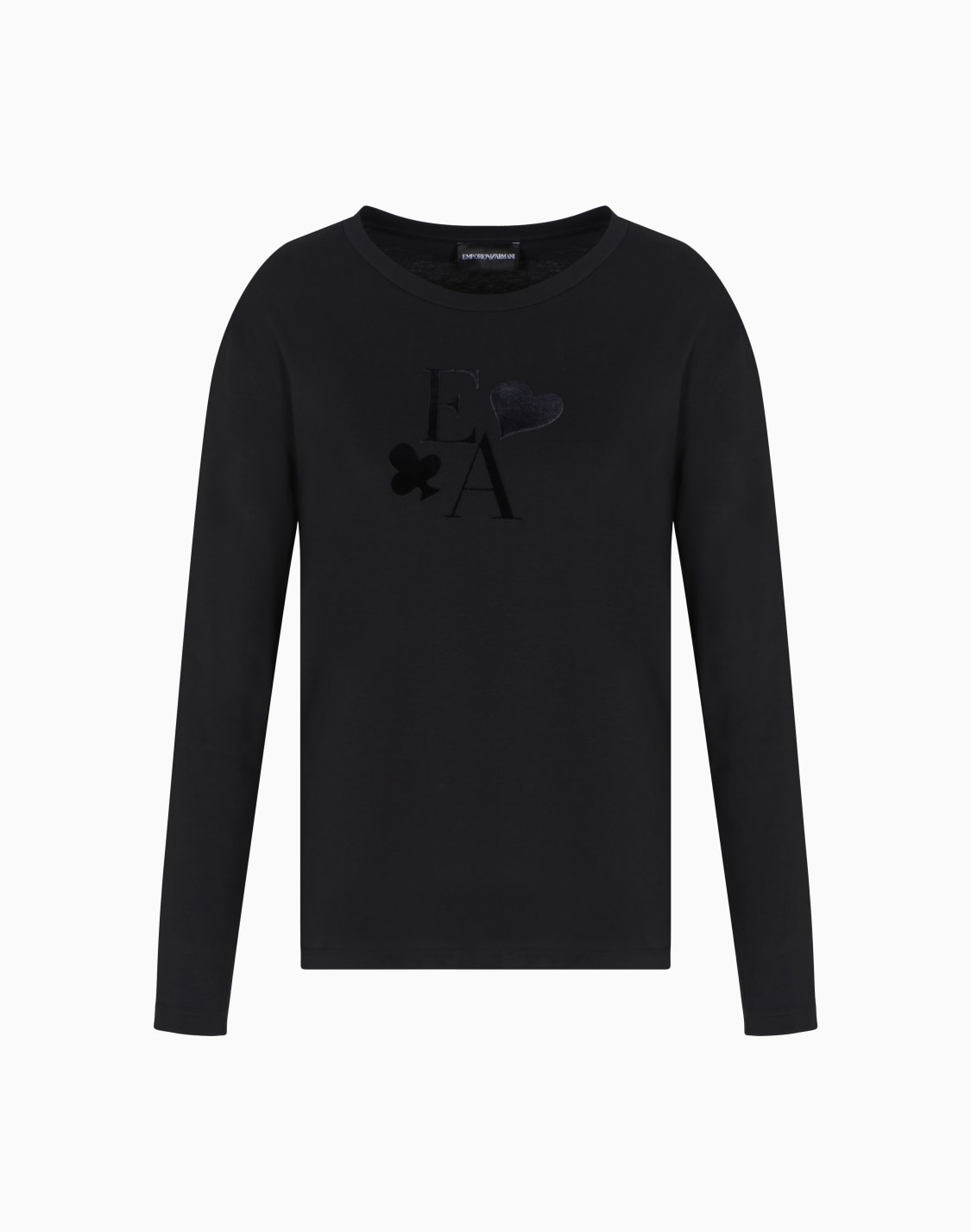 asv-長袖tシャツ-オガニックジャジ-フロックプリントロゴ-ブラック--emporio-armani