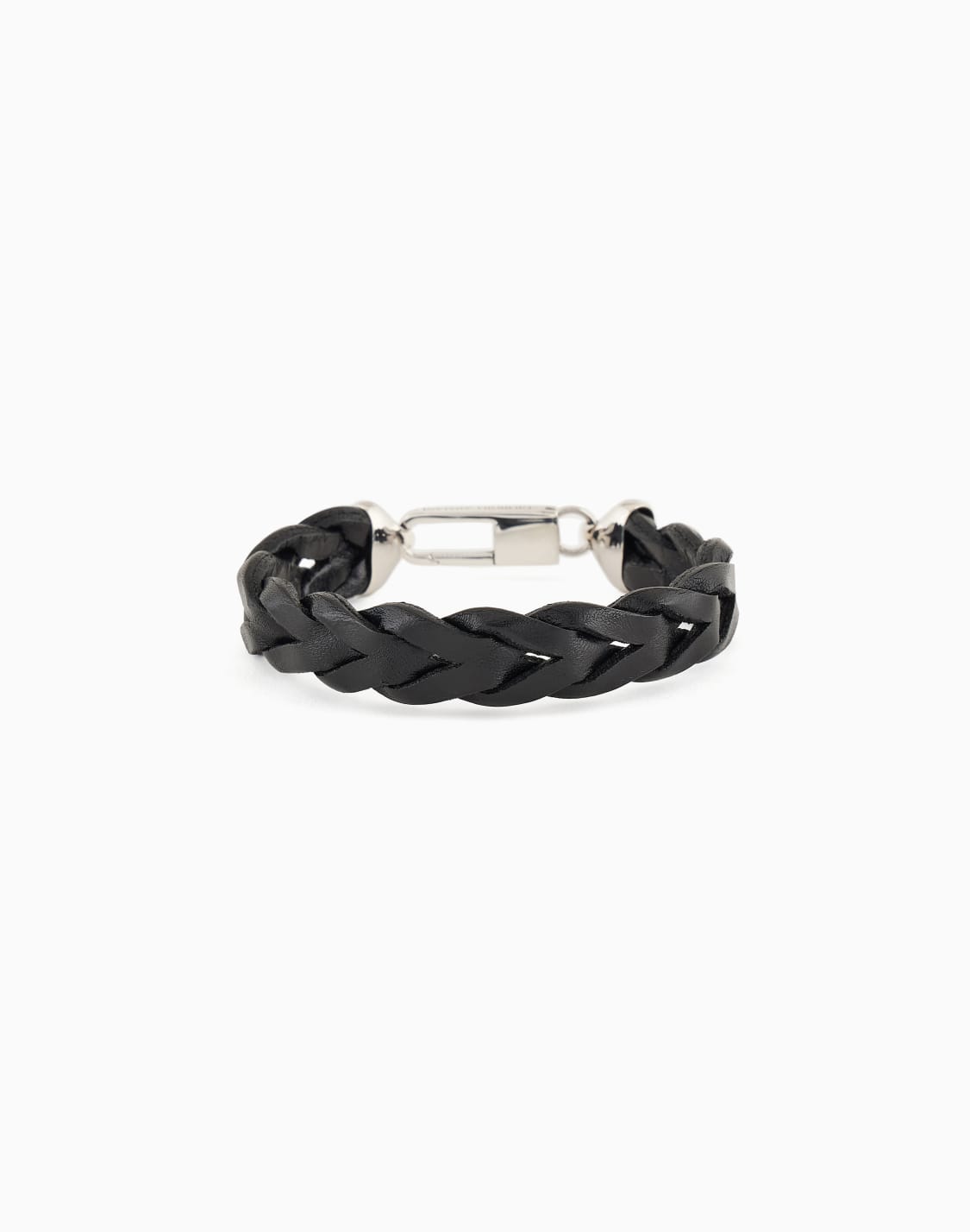bracelet-in-sterling-silver-and-braided-leather-black--giorgio-armani