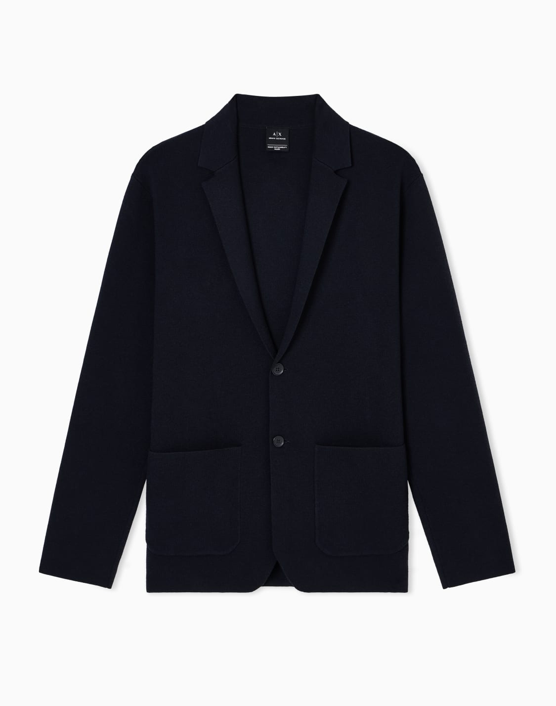 ィスコスポリミックス-ニットジャケット-ネイビブル--armani-exchange