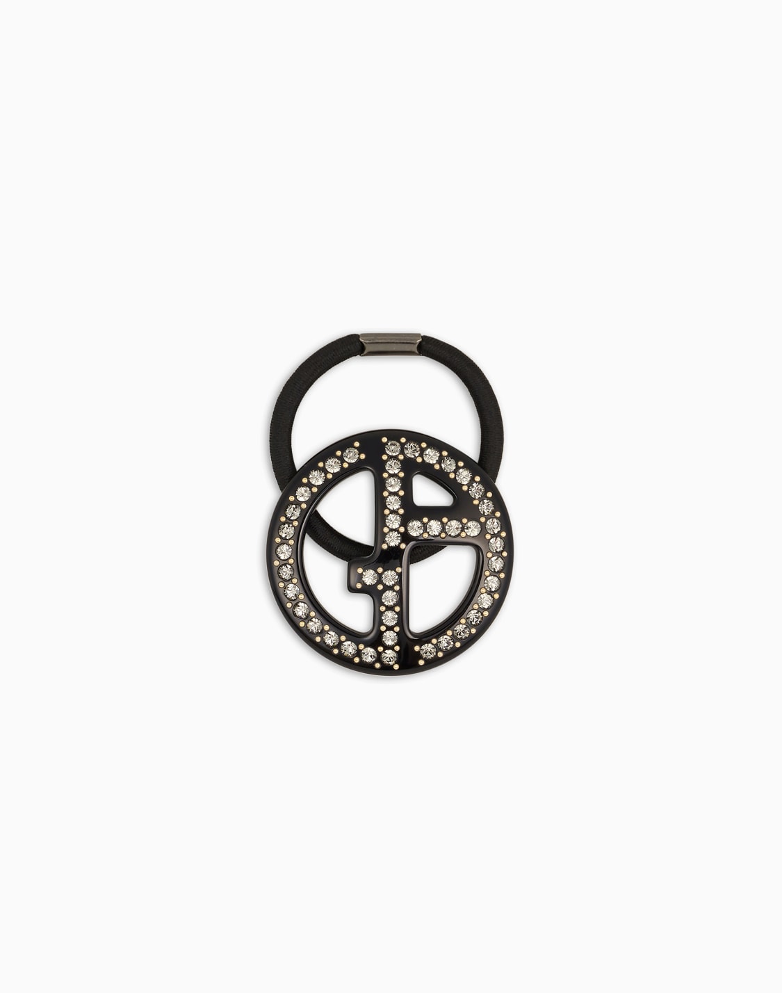 scrunchie-with-oversized-crystal-logo-black--giorgio-armani