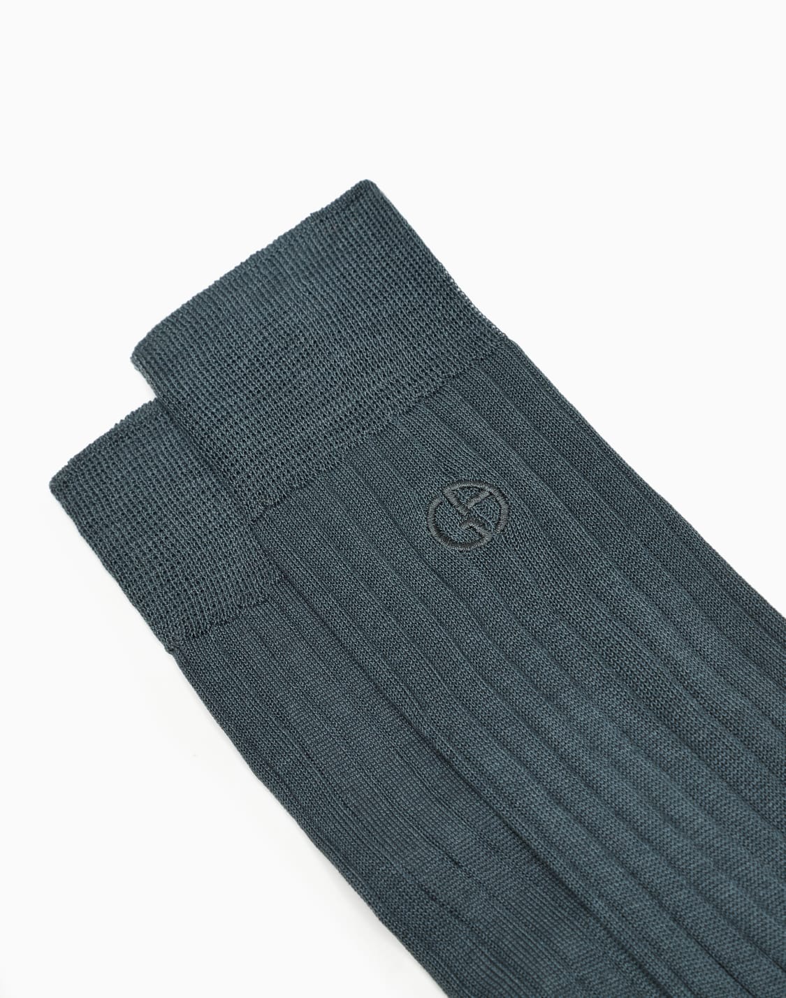 ショトソックス-ロゴ刺繍-グレ--giorgio-armani