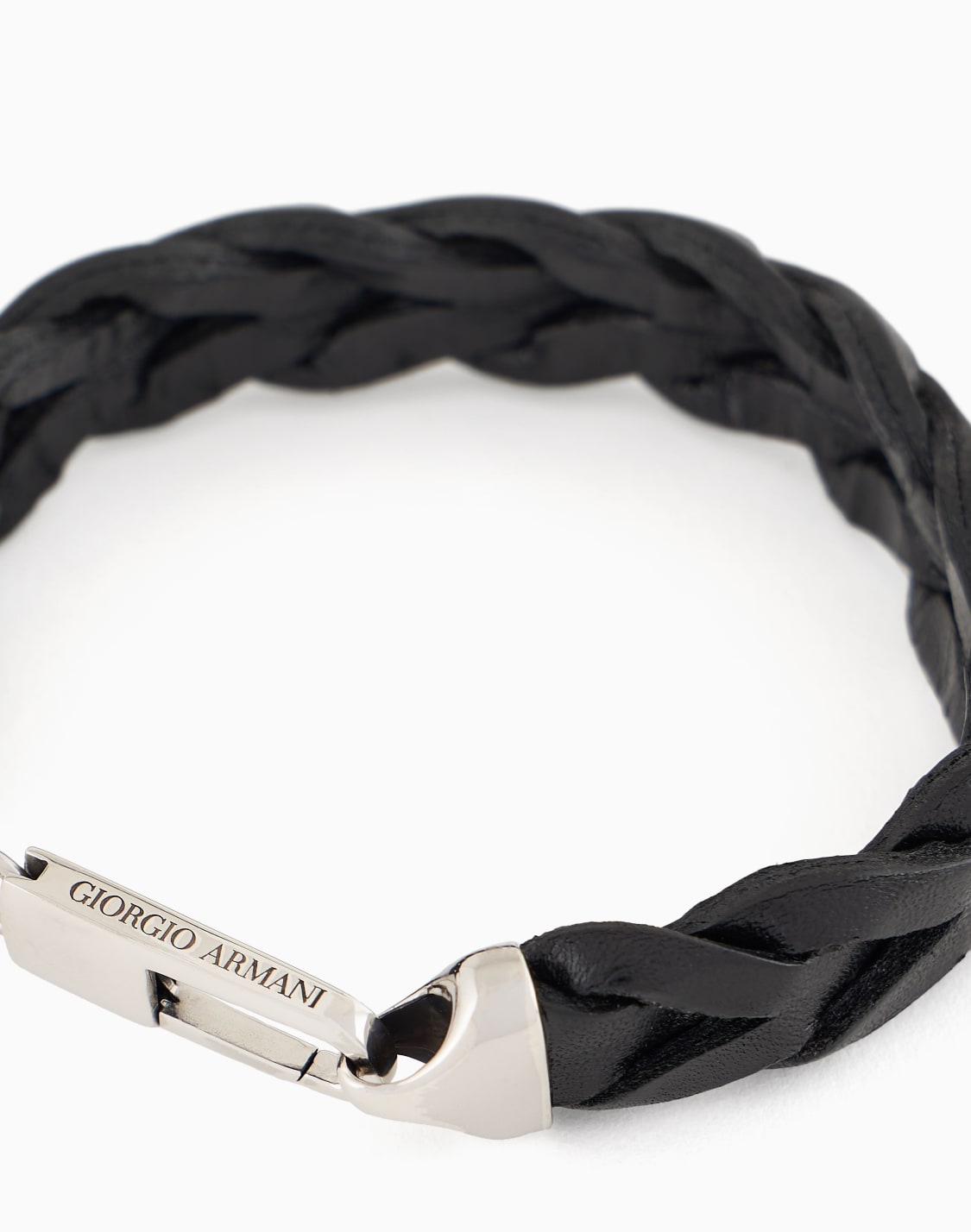 bracelet-in-sterling-silver-and-braided-leather-black--giorgio-armani