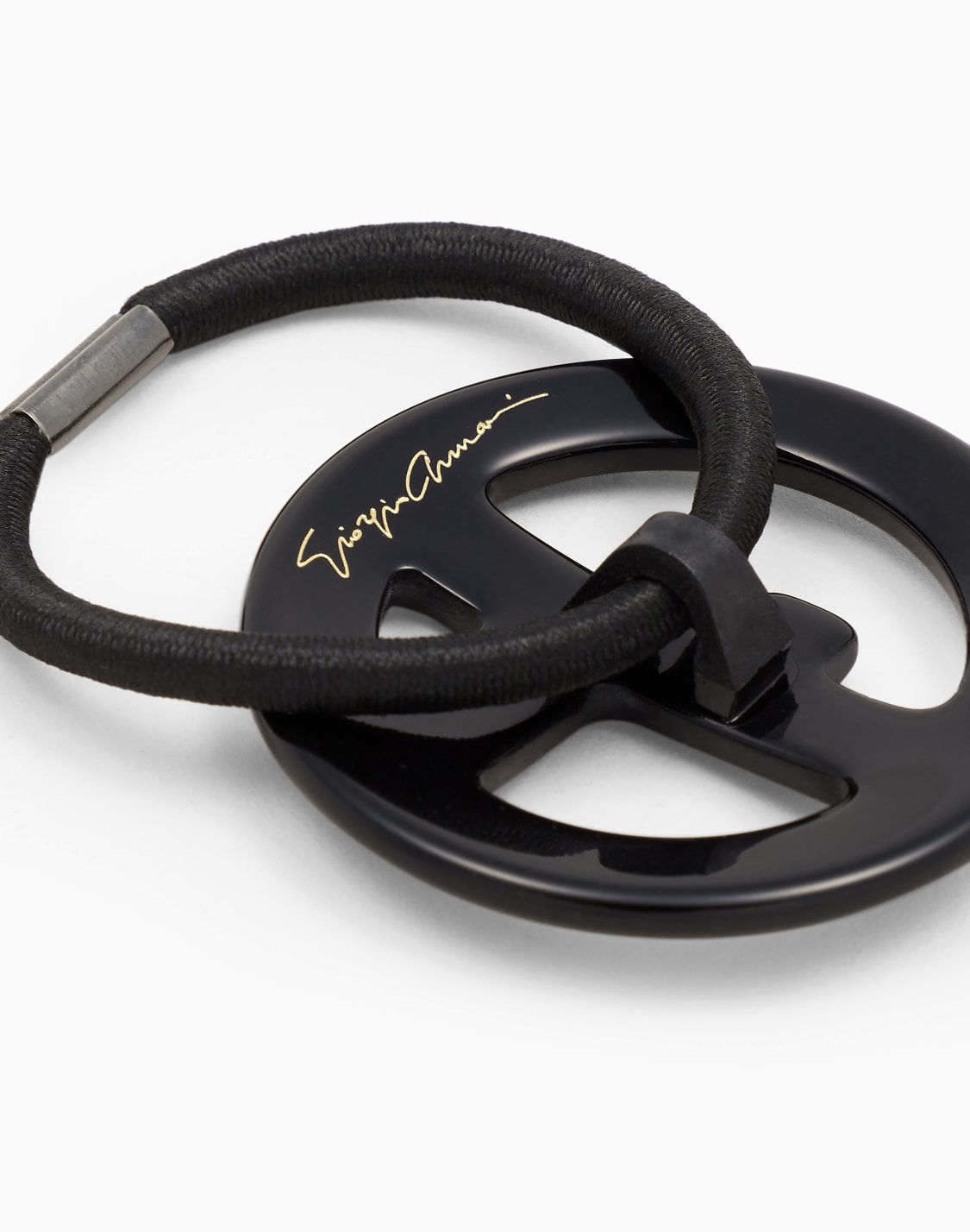 scrunchie-with-oversized-crystal-logo-black--giorgio-armani