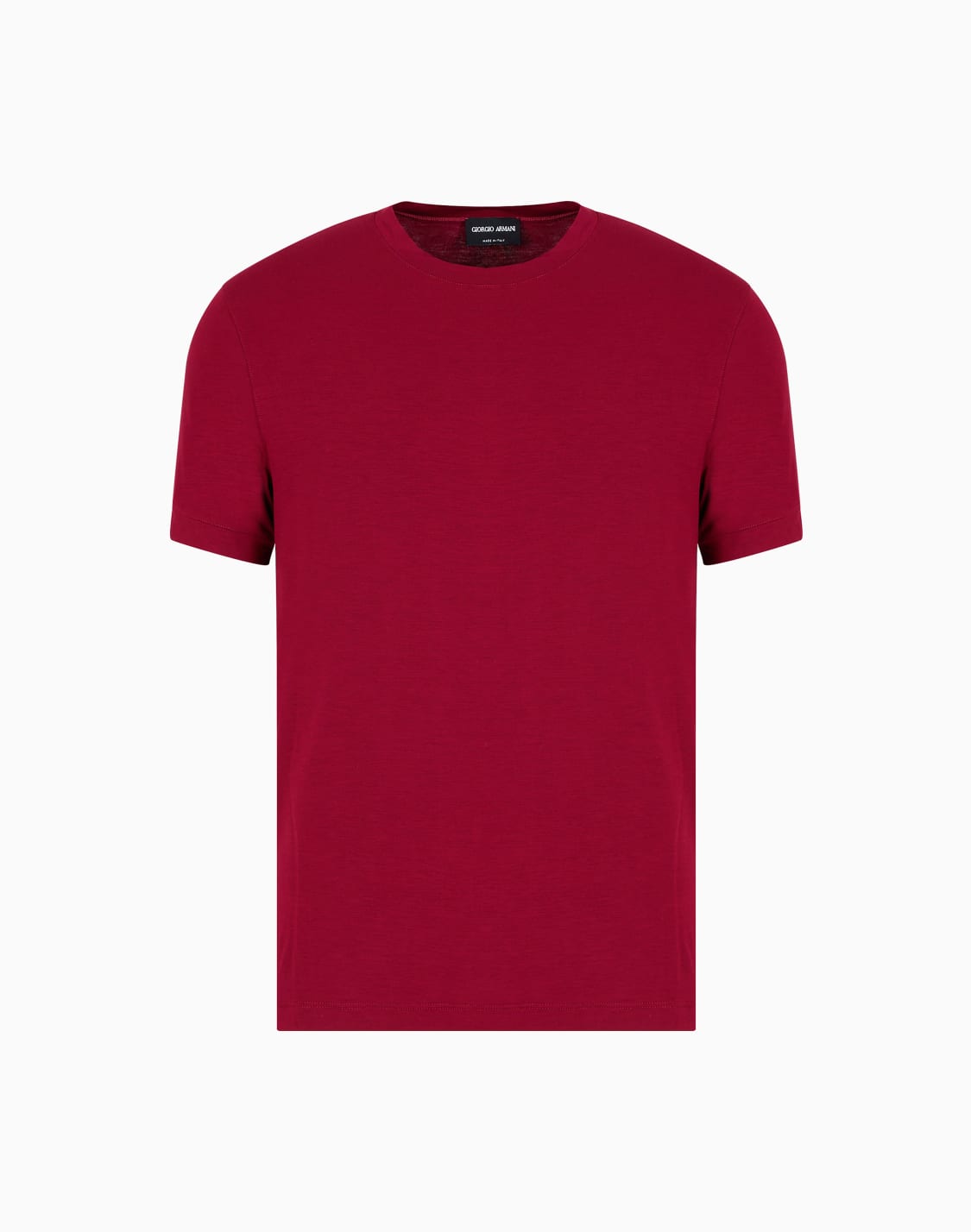 クルネック半袖tシャツ-ストレッチビスコスジャジ-バガンディ--giorgio-armani
