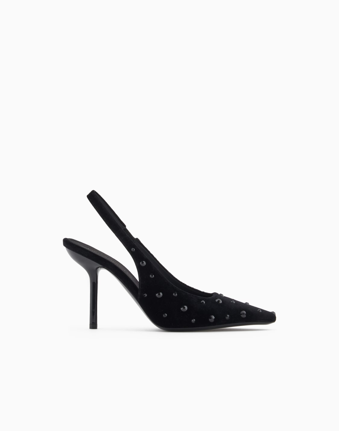 スリングバックパンプス-ベルベット-ラインストン-ブラック--emporio-armani