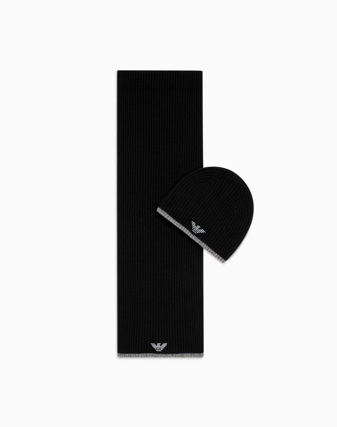 set-cappello-e-sciarpa-con-ricamo-aquila-nero--emporio-armani