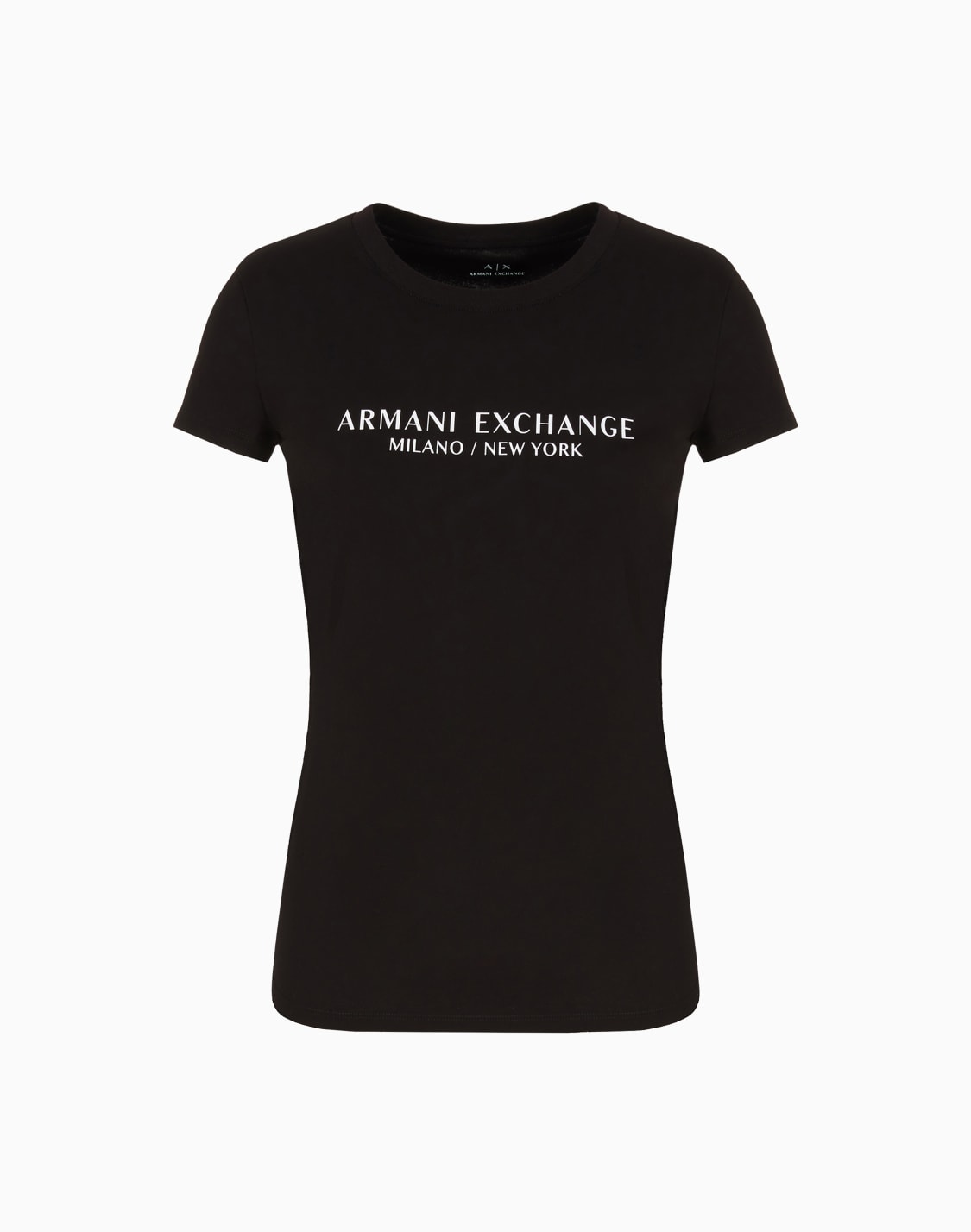 schmal-geschnittenes-t-shirt-mit-milan-new-york-aufdruck-schwarz--armani-exchange