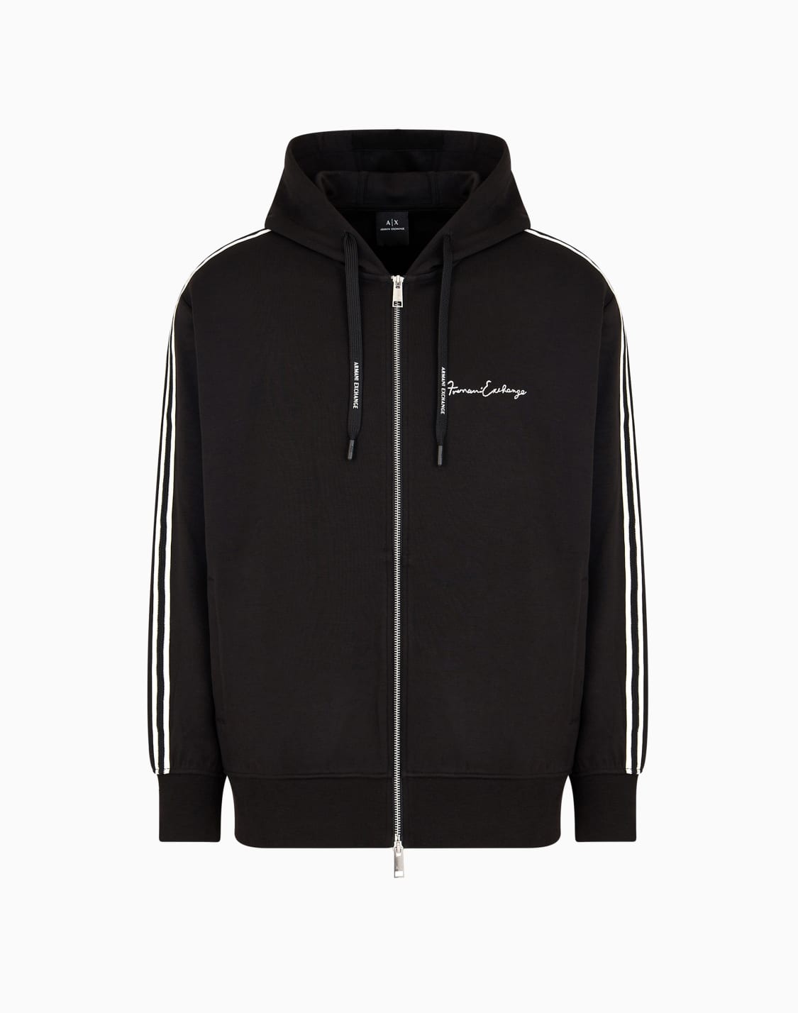 full-zip-sweatshirt-in-bonded-cotton-with-bands-on-the-sleeves-black--armani-exchange