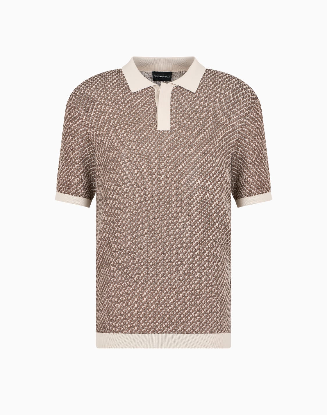 마이크로-패턴-자카드-니트-폴로-셔츠-베이지--emporio-armani