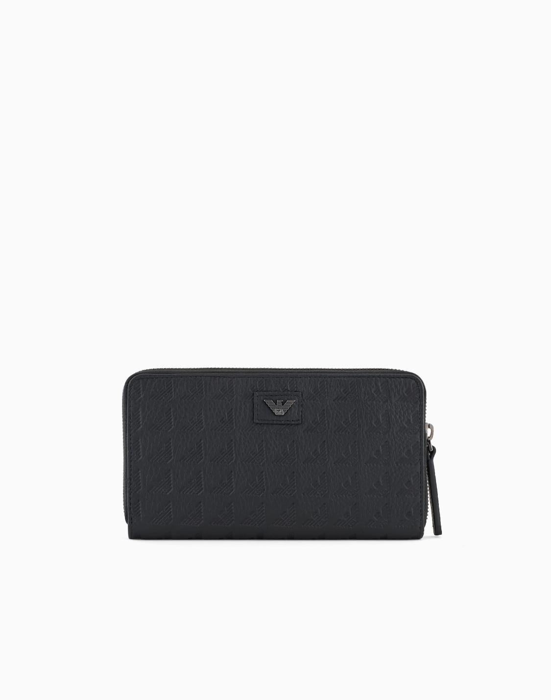 ラウンドファスナウォレット-レザ-オルオバエンボスイグル-ブラック--emporio-armani