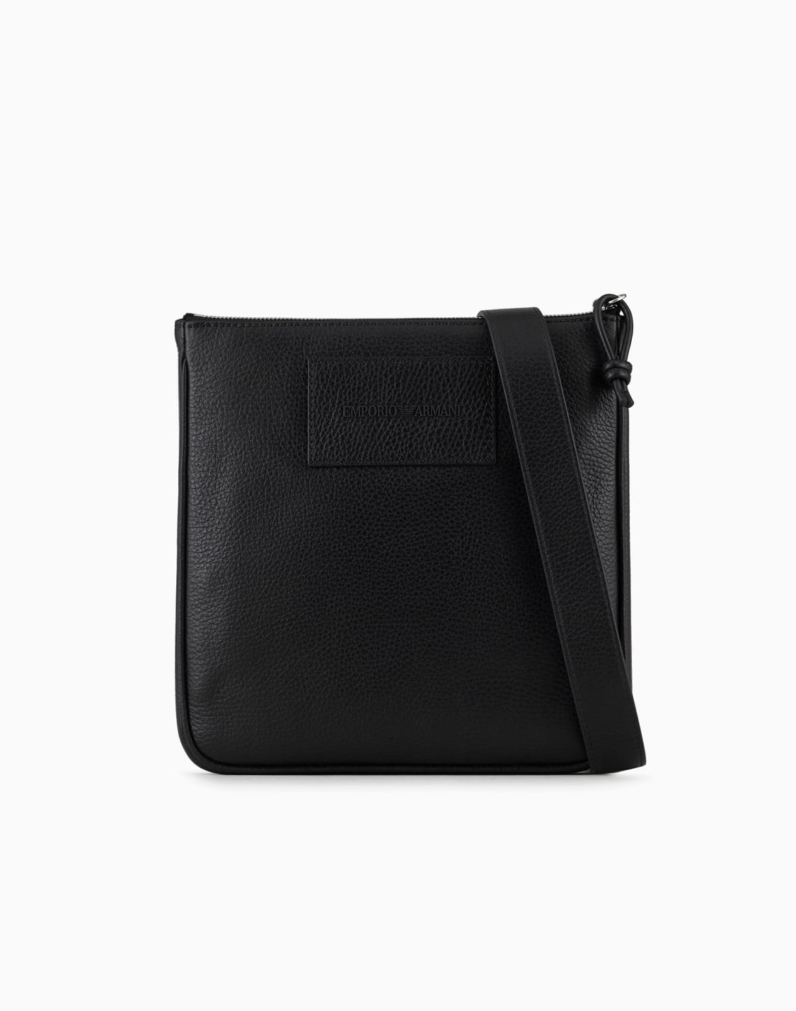 flat-tumbled-leather-shoulder-bag-black--emporio-armani