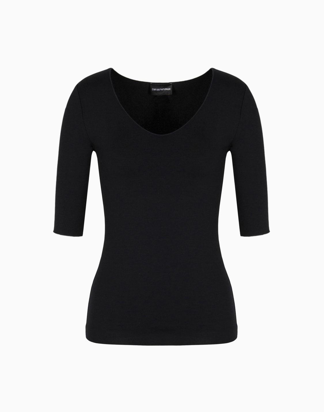 pullover-aus-viskose-stretchjersey-mit-dreiviertelrmeln-und-v-ausschnitt-schwarz--emporio-armani