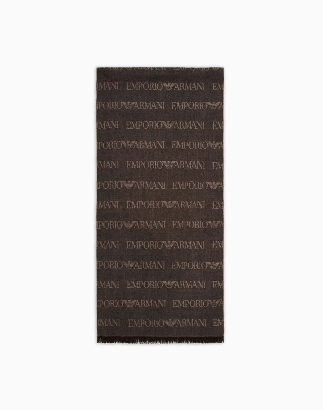 sciarpa-misto-lana-vergine-logo-lettering-jacquard-e-frange-marrone--emporio-armani