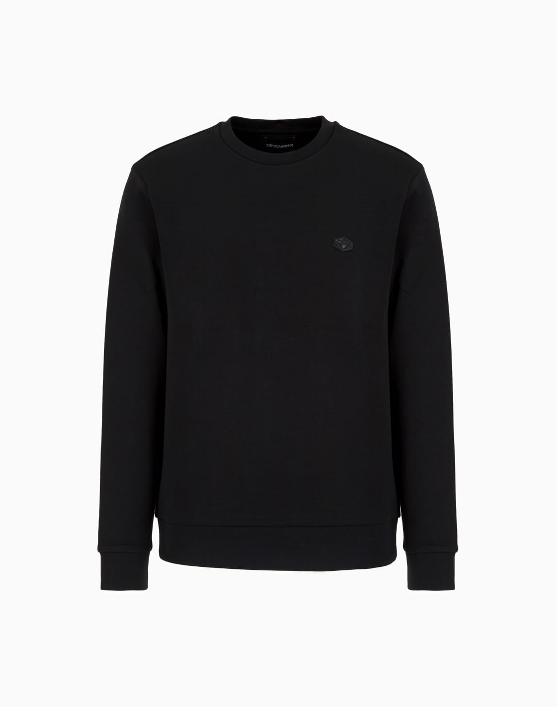 スウェットシャツ-ダブルジャジ-マイクロロゴパッチ-ブラック--emporio-armani