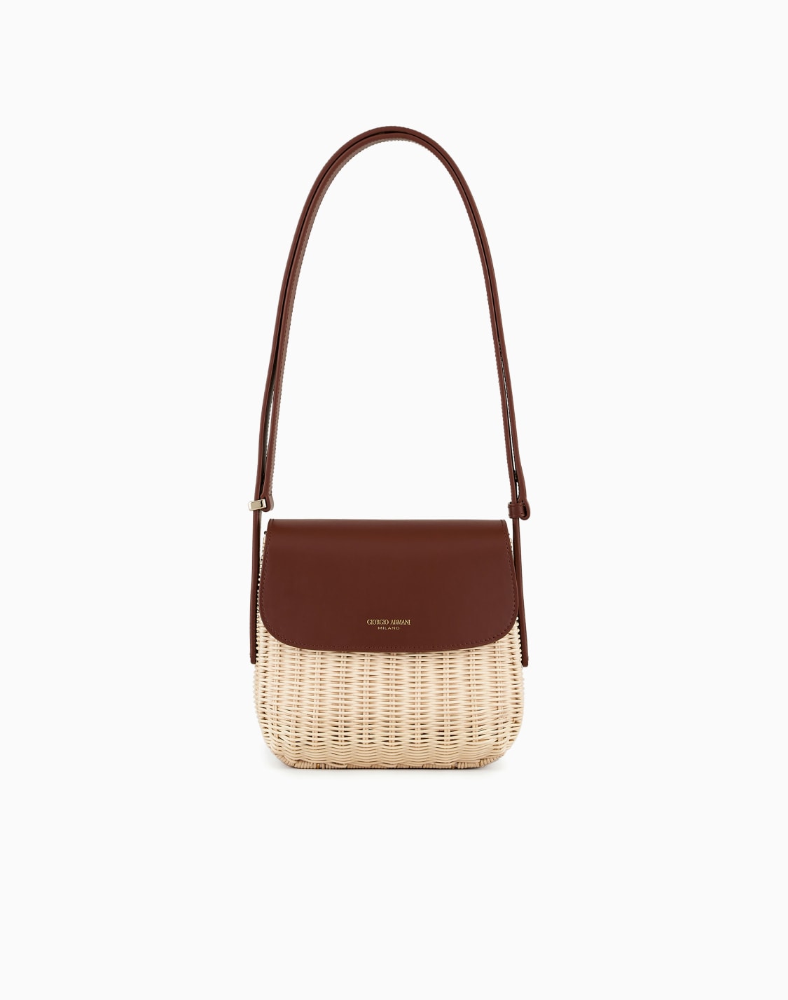 ラプリマ-ウィッカレザショルダバッグ-ブラウン--giorgio-armani
