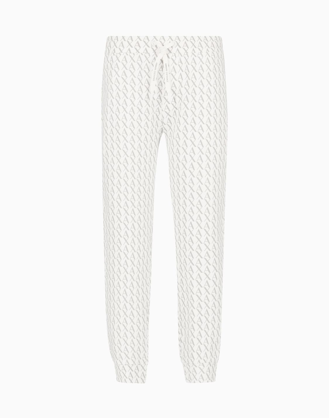 jogger-pants-in-fabric-with-allover-logo-pattern-white--armani-exchange