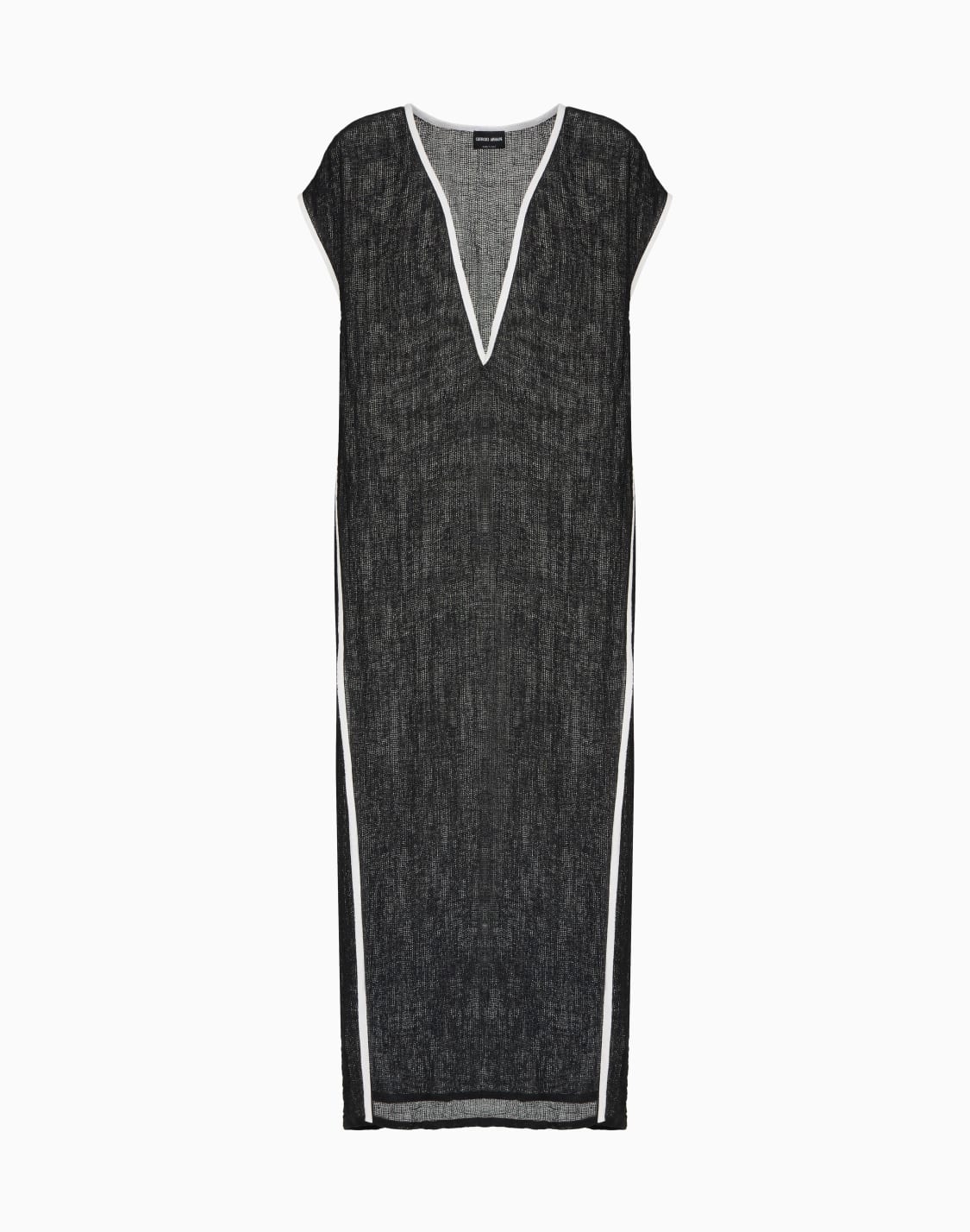 robe-longue-en-maille-de-mlange-de-lin-noir--giorgio-armani