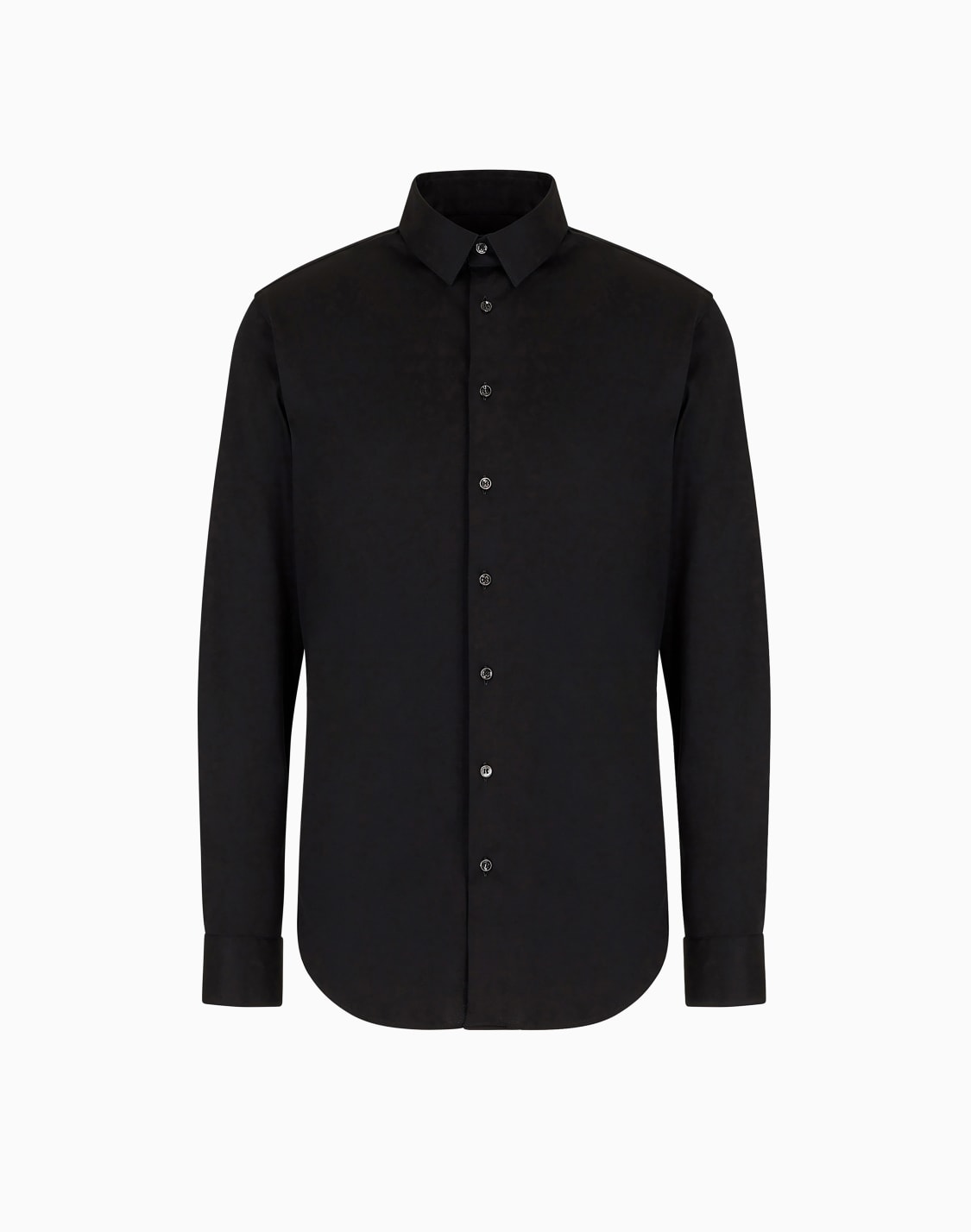プレンニットシャツ-コットンインタロック素材-ブラック--giorgio-armani