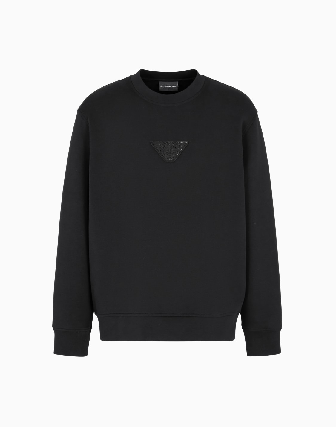 asv-clubwear-jersey-sweatshirt-with-eagle-patch-and-rhinestones-black--emporio-armani