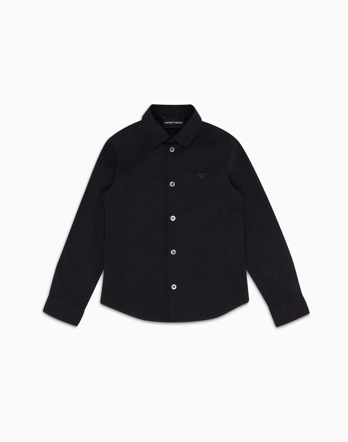 camicia-in-popeline-con-ricamo-aquila-a-tono-blu-navy--emporio-armani