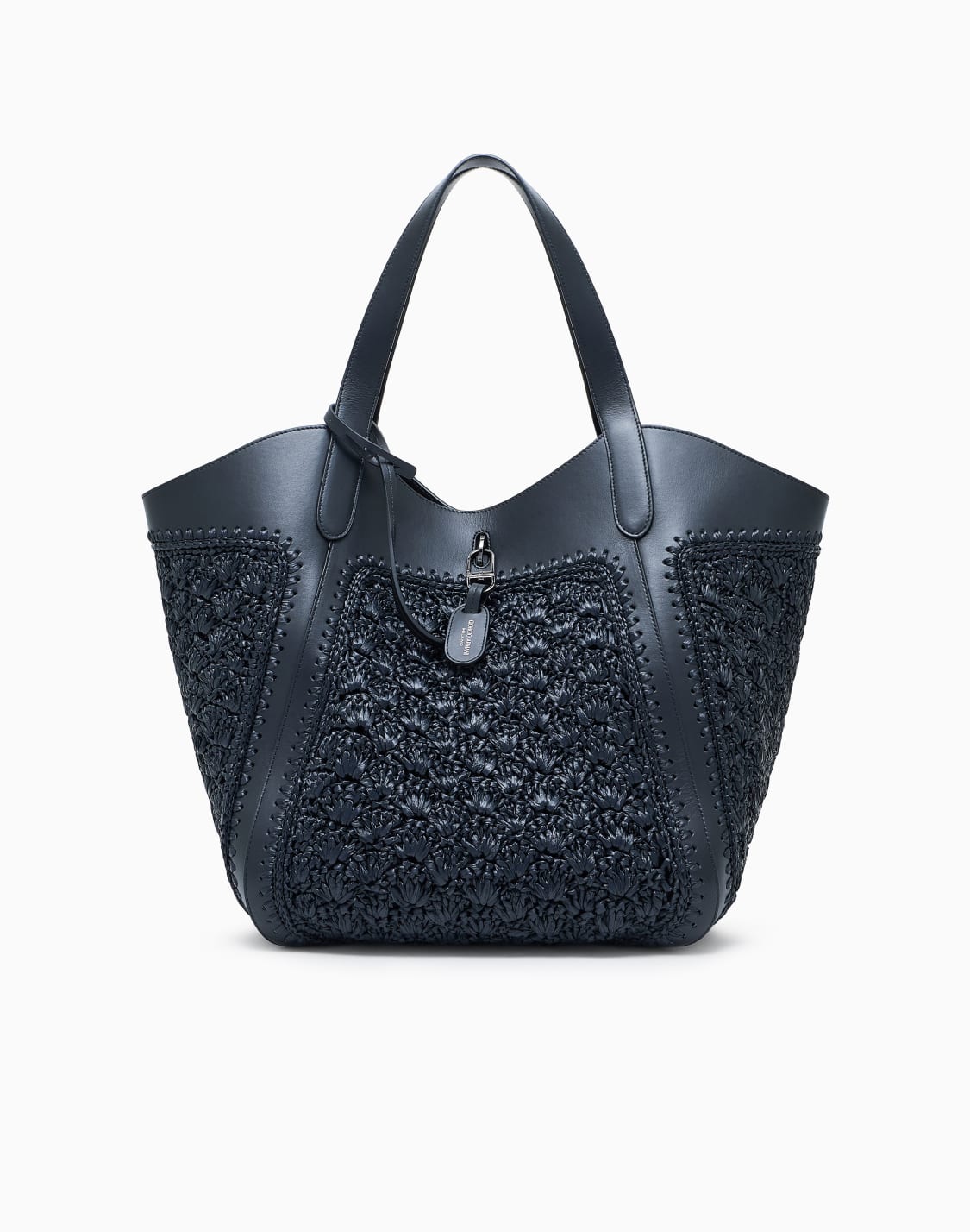 borsa-a-mano-grande-in-pelle-e-rafia-punto-ventaglio-nero--giorgio-armani