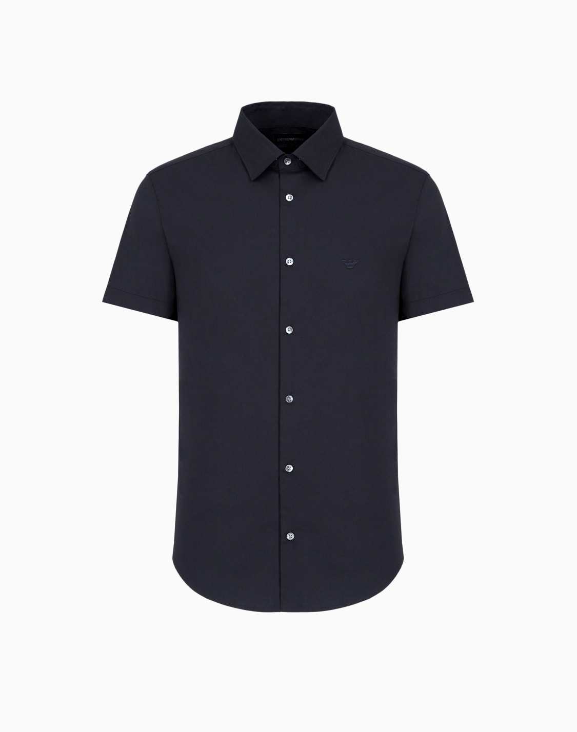 半袖シャツ-ストレッチナイロン混紡-ネイビブル--emporio-armani