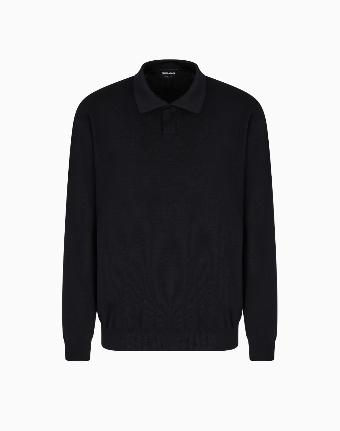 long-sleeved-polo-shirt-in-stitched-wool-black--giorgio-armani