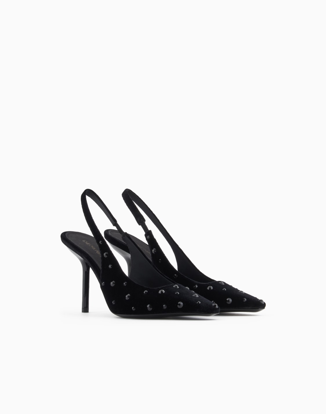 スリングバックパンプス-ベルベット-ラインストン-ブラック--emporio-armani