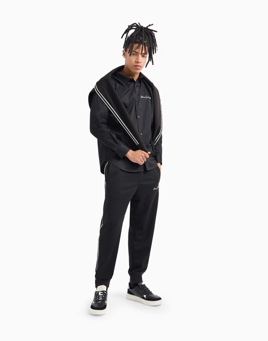 regular-fit-shirt-in-stretch-satin-cotton-negro--armani-exchange