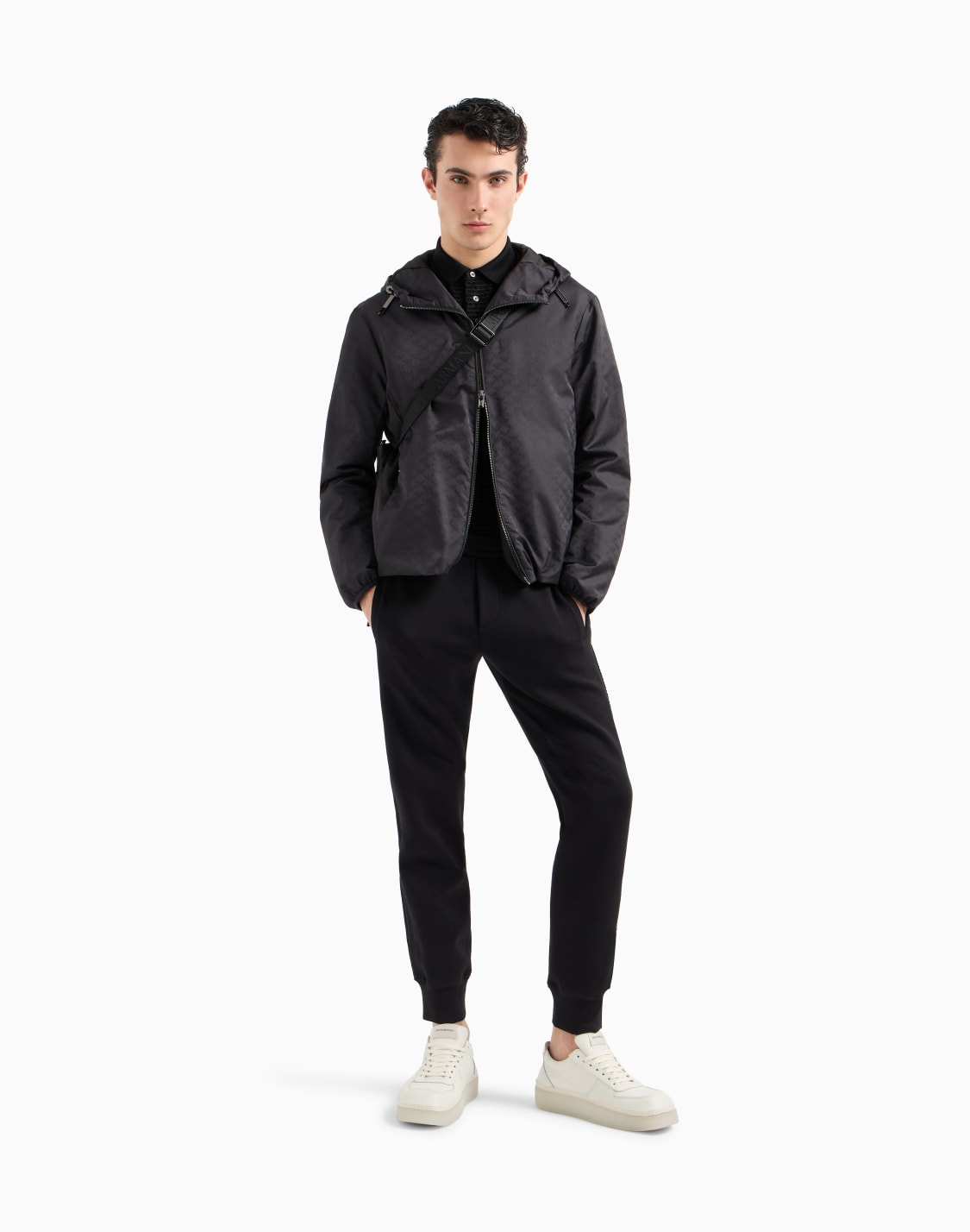 nylon-jacket-with-hood-and-zip-with-all-over-jacquard-eagle-black--emporio-armani