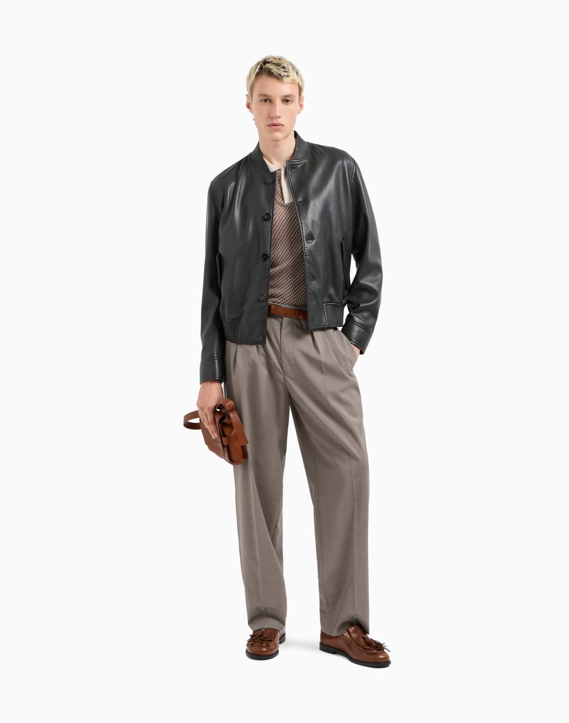 마이크로-패턴-자카드-니트-폴로-셔츠-베이지--emporio-armani