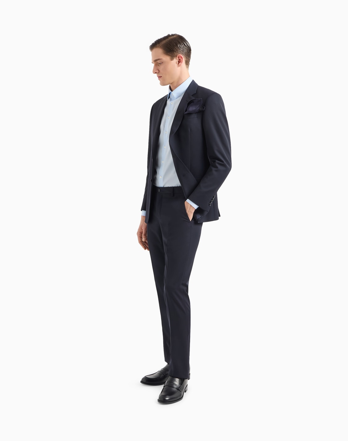 シャツ-ラグジュアリコットンツイル製-ライトブル--giorgio-armani
