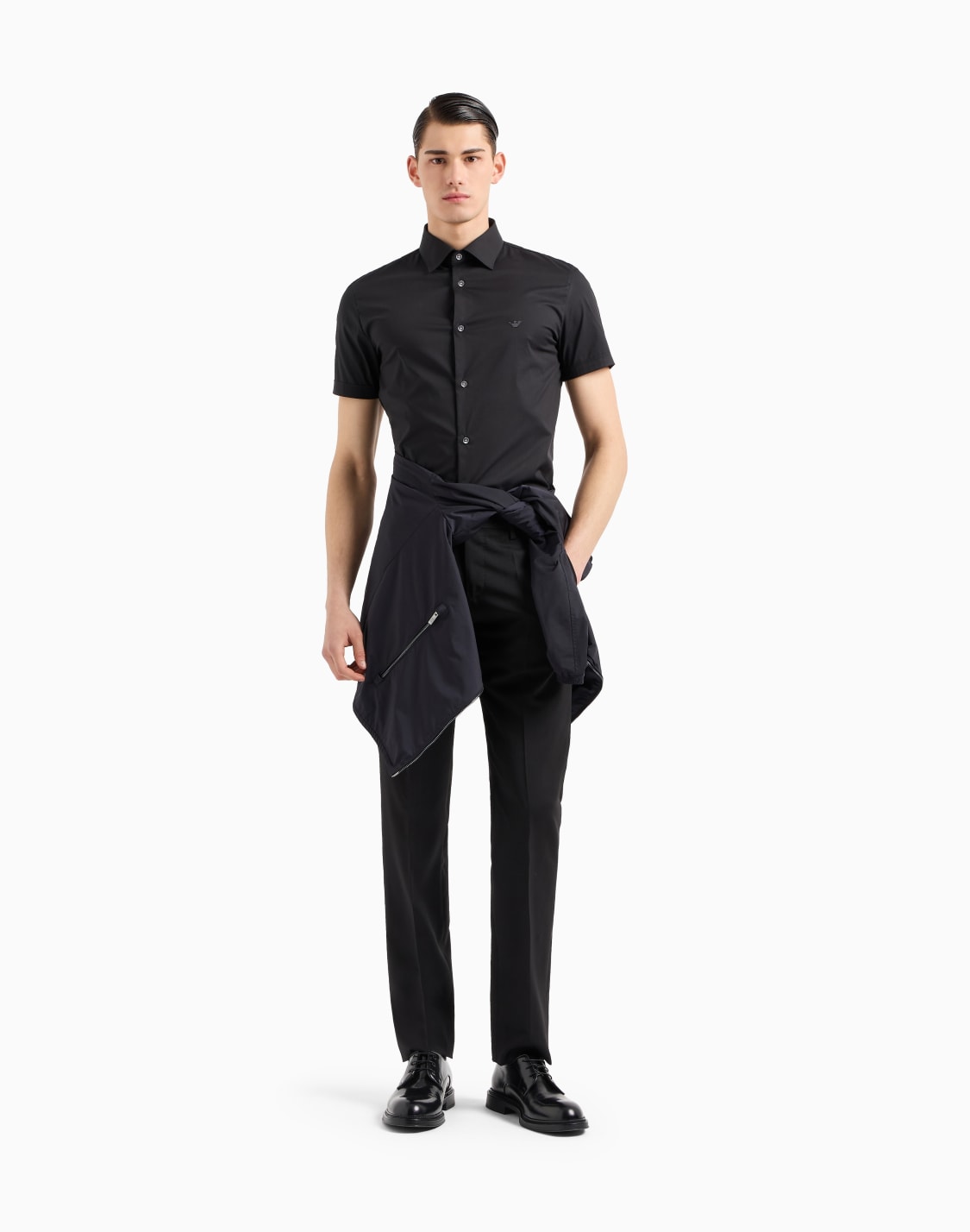 short-sleeved-stretch-nylon-blend-shirt-black--emporio-armani