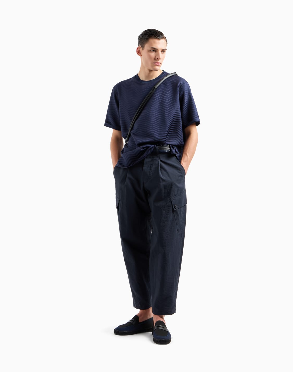 tシャツ-シルクビスコス-グラデションシェブロンジャカド-ブル--giorgio-armani