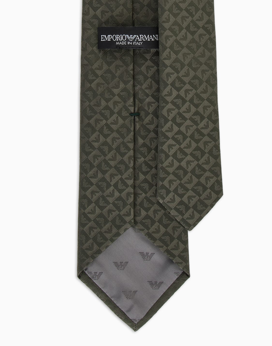ネクタイ-ピュアシルク-イグルチェックジャカド-グリン--emporio-armani