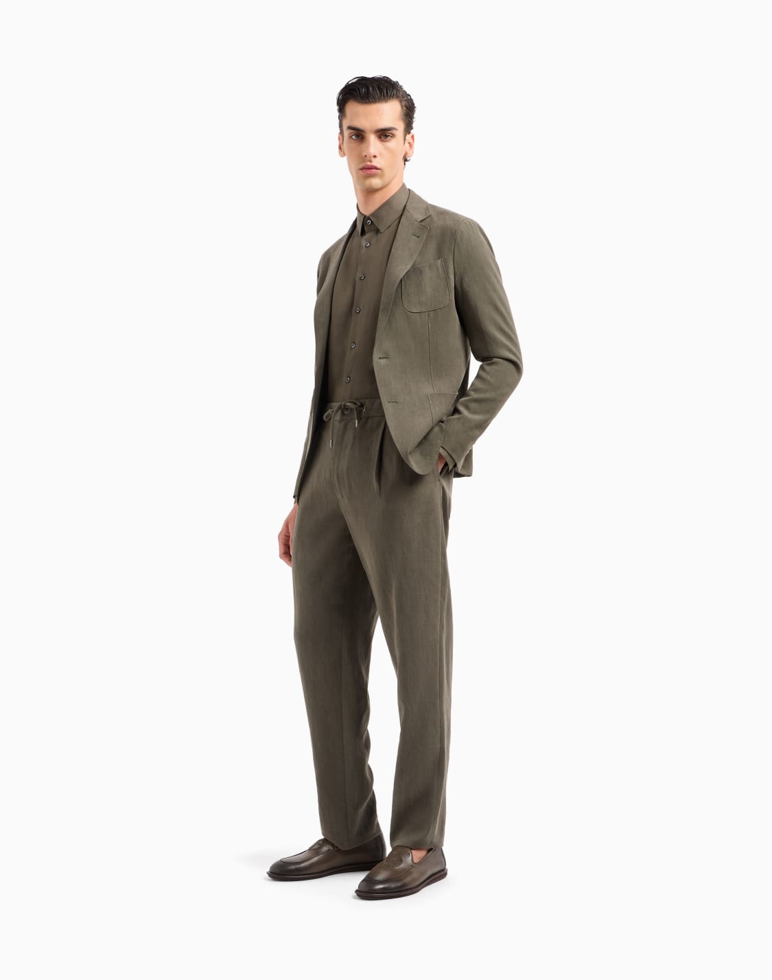 pantaloni-a-una-pince-in-tela-di-puro-lino-verde--giorgio-armani