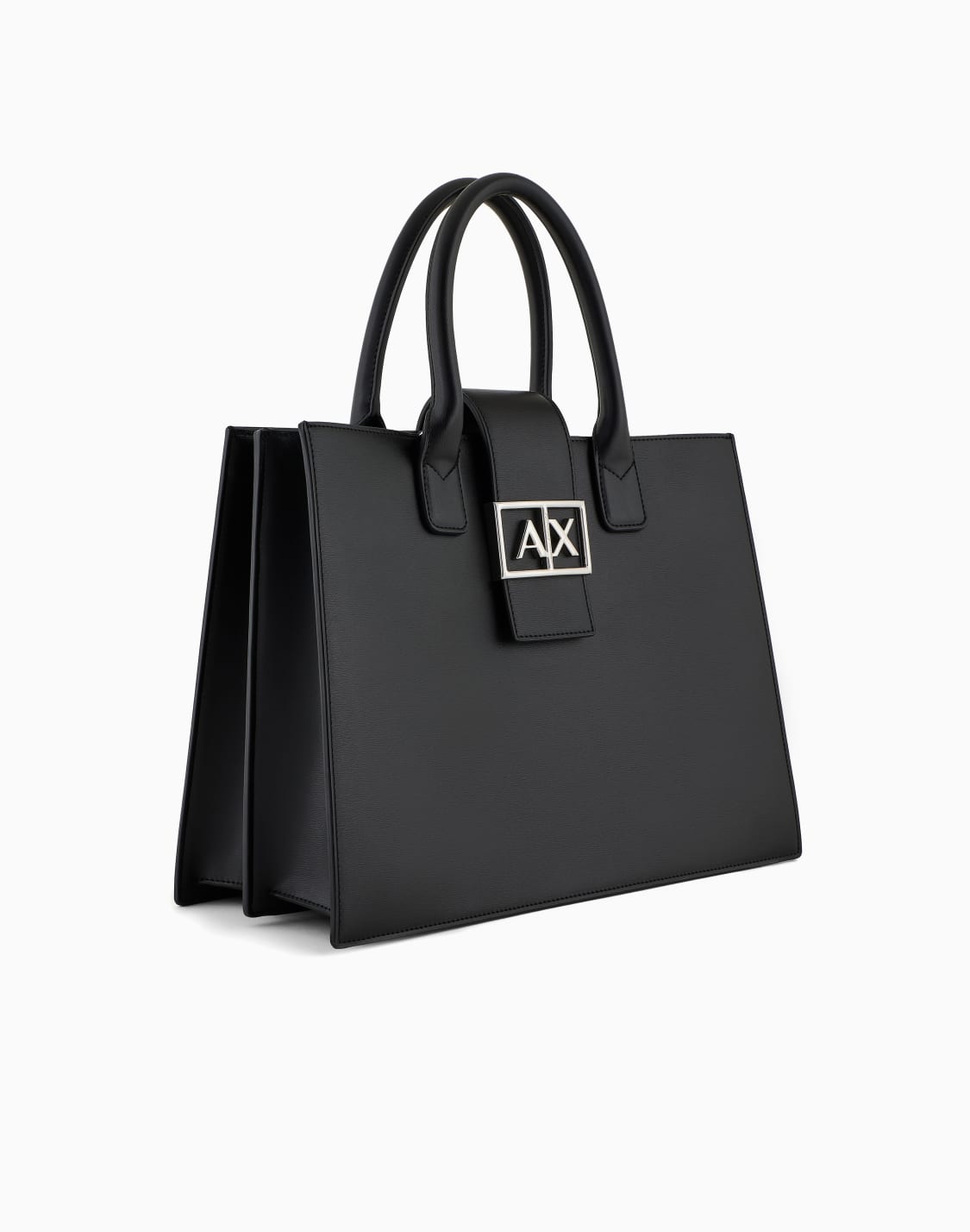 axロゴ-ミディアムハンドバッグ-ブラック--armani-exchange